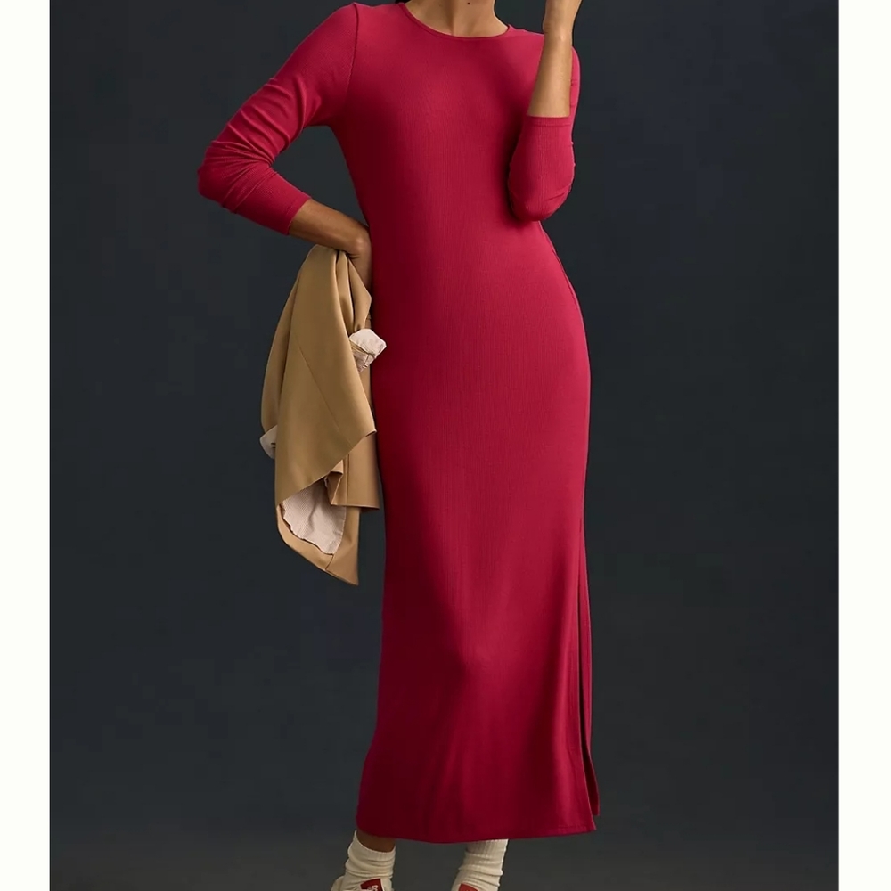 Anthropologie Bordeaux Long-Sleeve Maxi Dress XL